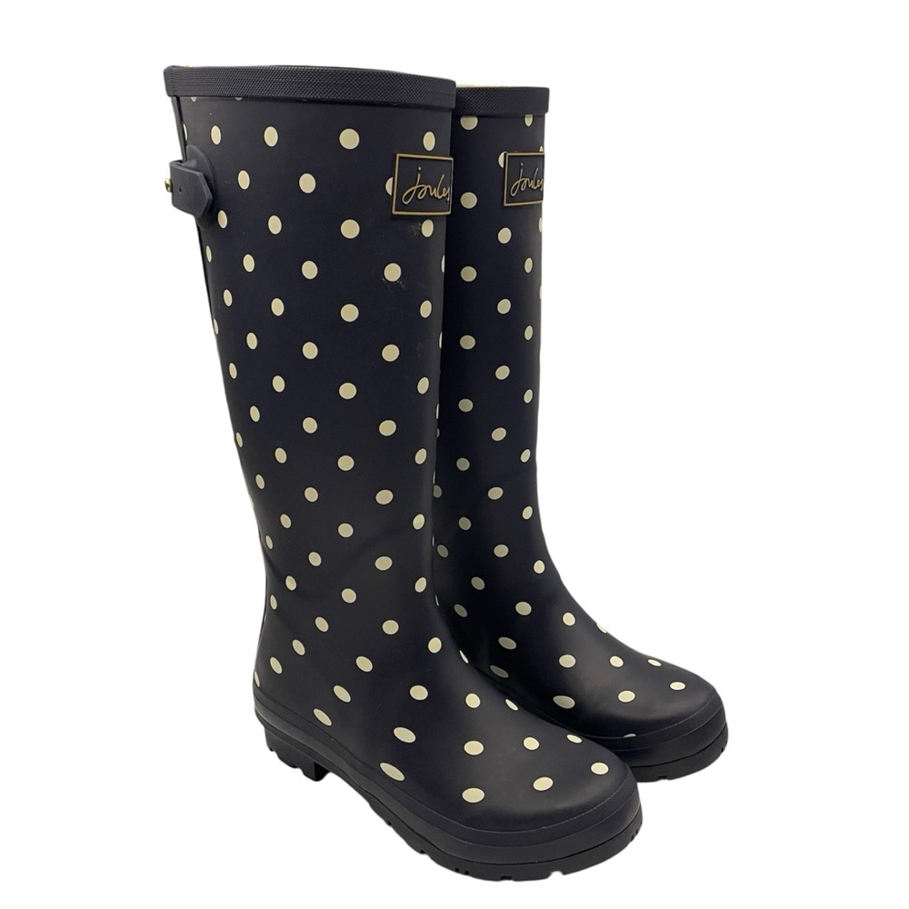 Joules polka dot tall rain boots women’s Size 6 navy blue/white - Picture 6 of 15